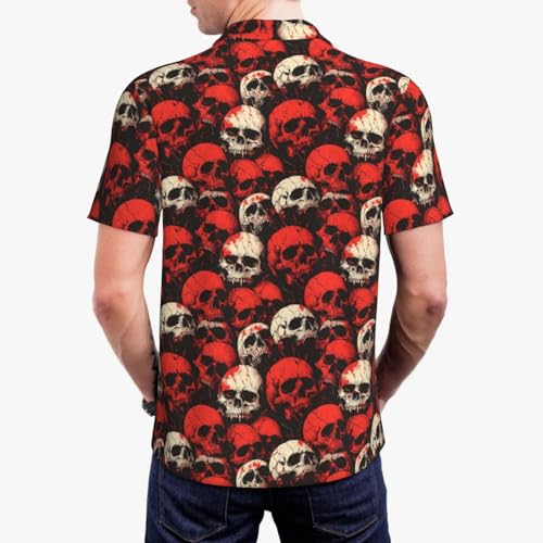 Red and White Skull Print Polo Shirts for Men-Funny Golf Shirts for Mens Short Sleeve Polos Polo T Shirts4