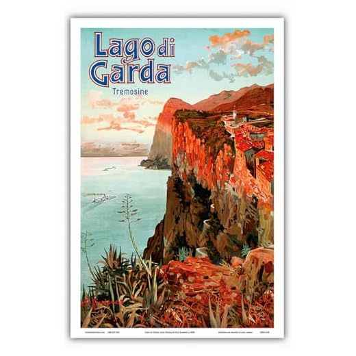 Lago di Garda (Lake Garda) - Tremosine, Italy - Vintage Railroad Travel Poster by Ettore 'Elio' Ximenes c.1920s - Master Art Print - 12in x 18in