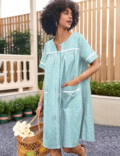 Image of Ekouaer Nightgowns for Women House Dress with Pockets Snap Front House Coat