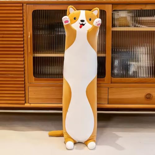 Image of The Orange Long Dog Plush Pillow - A Snuggly Birthday Surprise Perfect for Cuddling, Decorating, or Just Lounging Around.