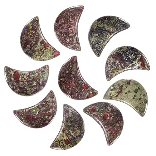 Nupuyai 4pcs Moon Shape Dragon Bloodstone Crystal Palm Pocket Worry Stone Set - Image 3