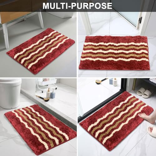 Image of Luxe Home Bath Mat Belgium - 38x58 cm - Bathroom Mat - Cherry - Super Soft Microfiber, Anti Slip Backing, Washable - Perfect for Home, Bedroom, Kitchen