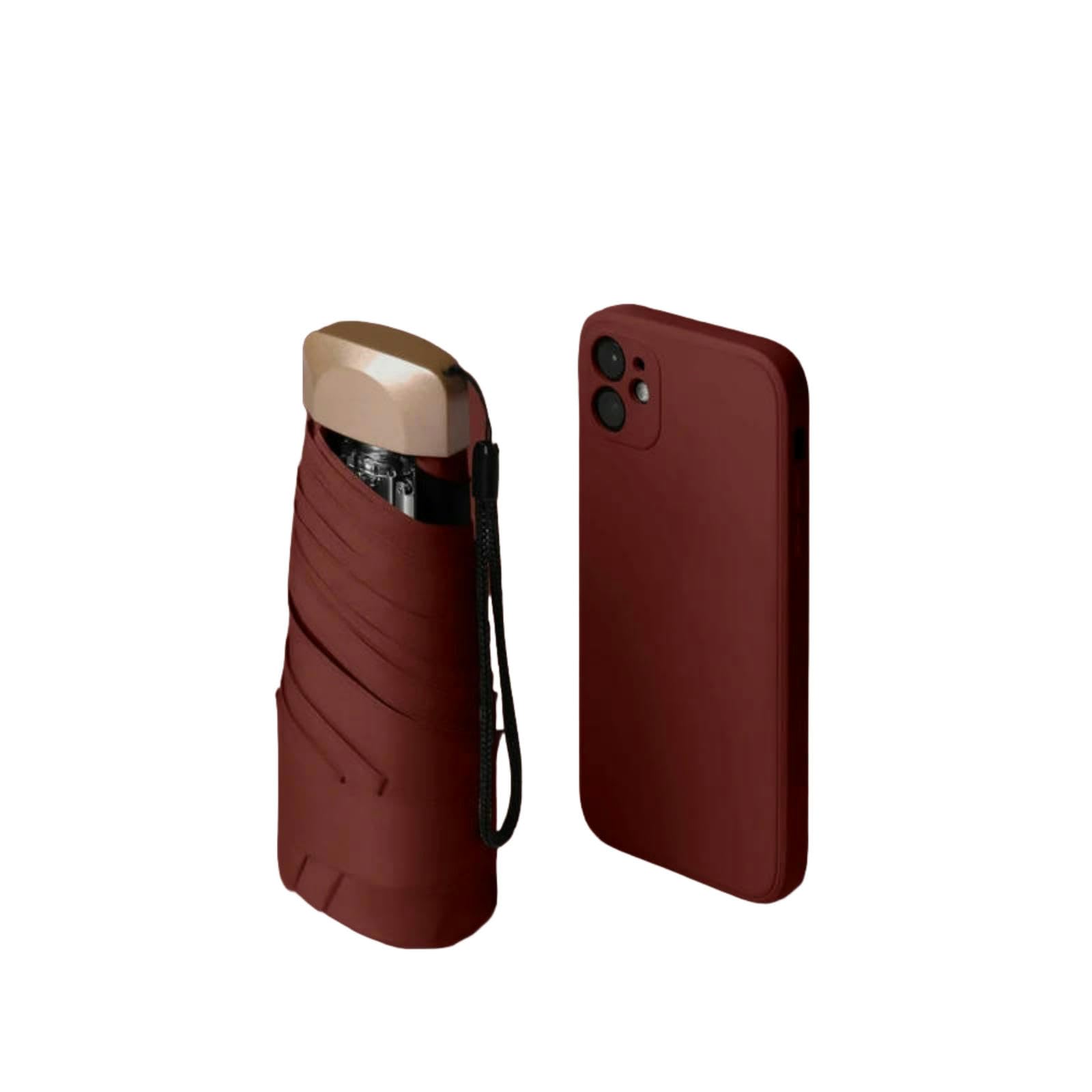Gyios Men's Wine Red Umbrellas For Rain Mini Travel Pocket Umbrella, Folding Capsule Umbrella With Uv Protection Sun Shade, Lightweight Portable Or Sunshine
