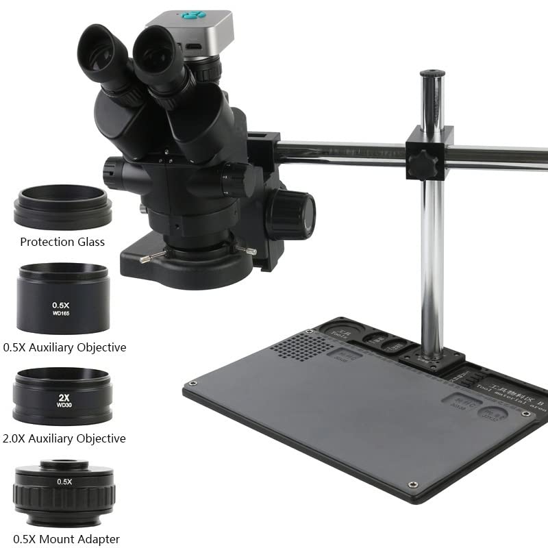 Microscope 3.5X-90X Continuous Zoom Simul-Focal Stereo Trinocular Microscope 48MP 4K 1080P H_DMI USB Video Camera Digital Image Acquisition(3.5X-90X 0.5XCTV)