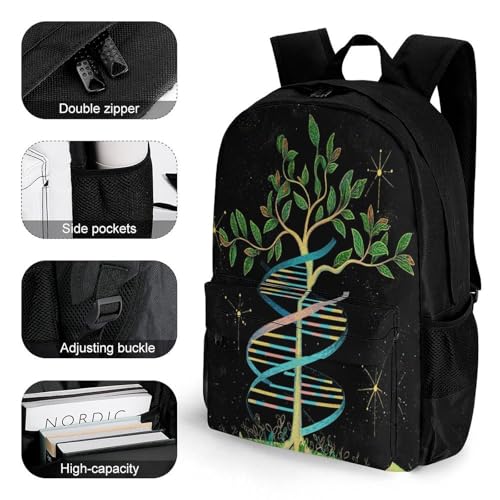 Supdreamc Backpack Multipurpose Anti-Theft Large Capacity Bookbag - Dna Tree Of Life Art Travel Hiking Daypack With Side Pockets3