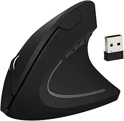 Mouse Vertical Anatômico Ergonômico Destro Recarregável Sem Fio Bluetooth 2.4 GHz USB Bateria 6 Botões Ótico Prevenção Tendinite