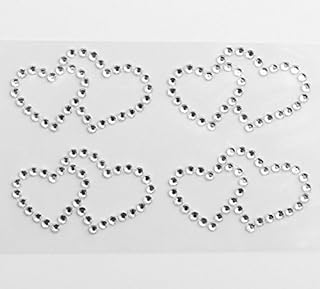 4.5cm Entwined Double Hearts - Self Adhesive Diamante Rhinestone Gem Craft Sticker (4 Pieces)