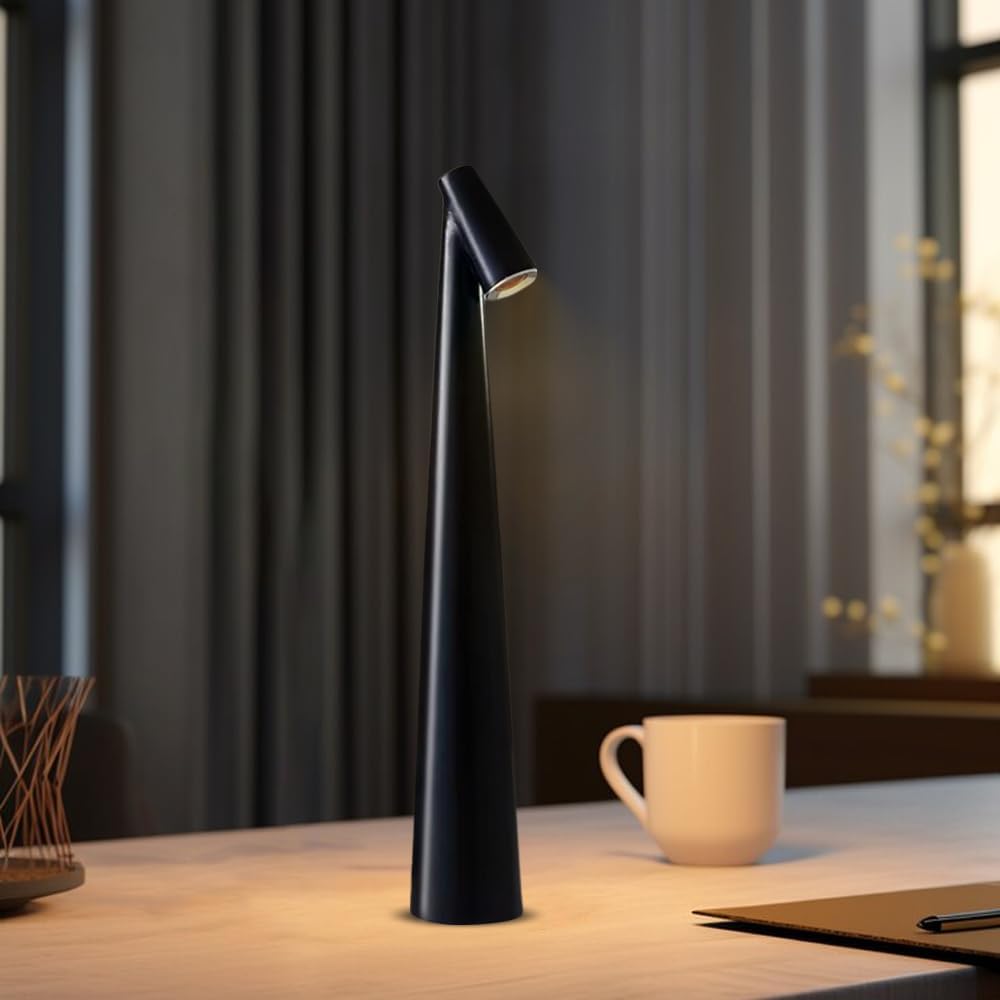 Lámpara de mesa LED portátil con sensor táctil, lámpara de escritorio de metal de brillo de 3 niveles, lámpara recargable de control táctil de 3