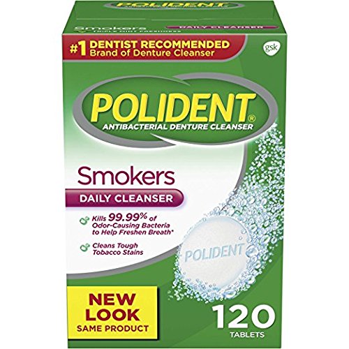 Polident Smokers Antibacterial Denture Cleanser Effervescent Tablets, 120 count (2 pack)