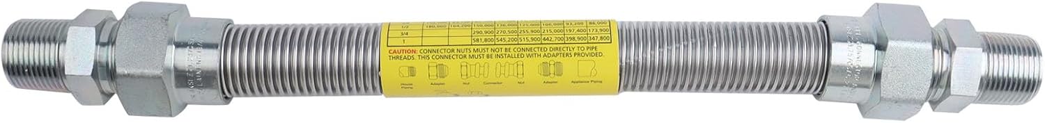 3/4" Fuel Line Flex and Fuel Supply Hose FIT for Generac Guardian Honeywell Siemens Generators, Replace 0D3031 0L4836A, 15 Inch Stainless Steel Braided Connection Line (1-Pack)