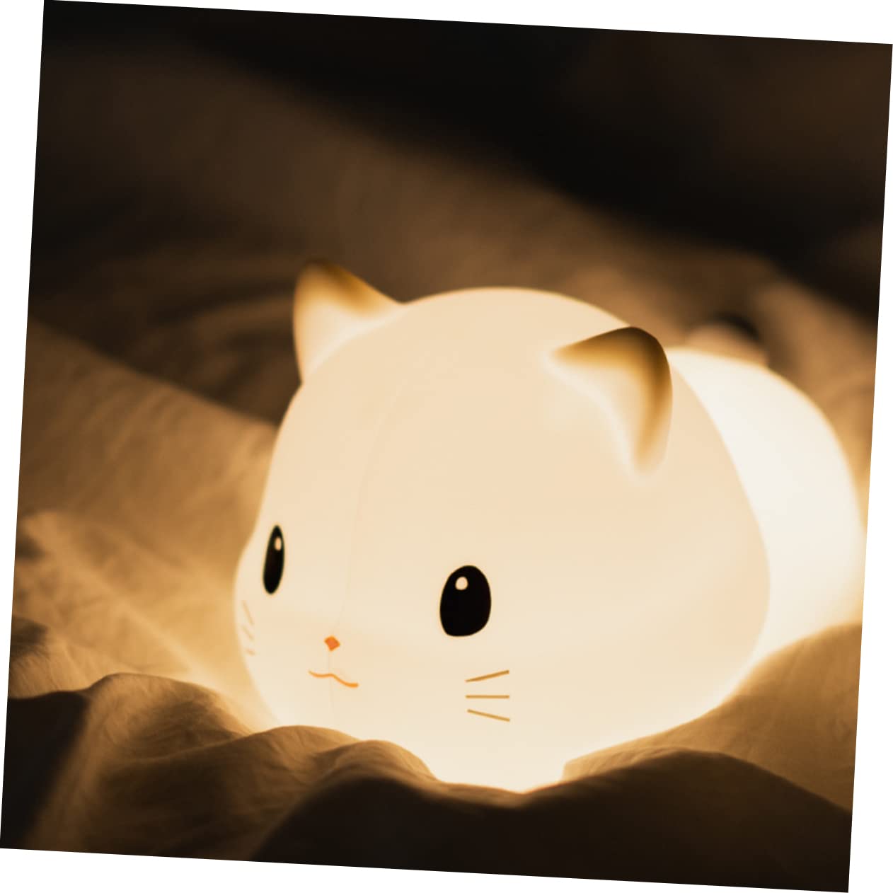 OSALADI Lámpara de Noche de Gato USB Recargable de Silicona Color Blanco