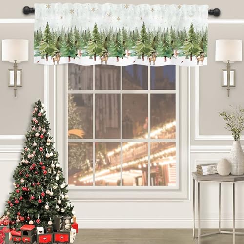 Christmas Valances for Windows, 54 x 18 Inch Xmas Trees Kitchen Curtains — view 6