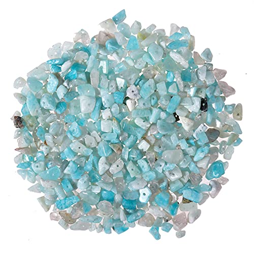 Asingeloo 5-8mm Amazonite Natural Gemstones Chips Bulk Irregular Shaped Drilled Crystal Gemstones Loose Beads for DIY Jewellery Making