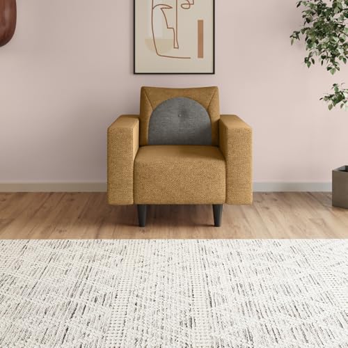 Image of Interio by Godrej Sofa Cresco 1-Seater Fabric Sofa for Living Room, 3-Years Warranty, Solid Wood (Camel and Taupe)