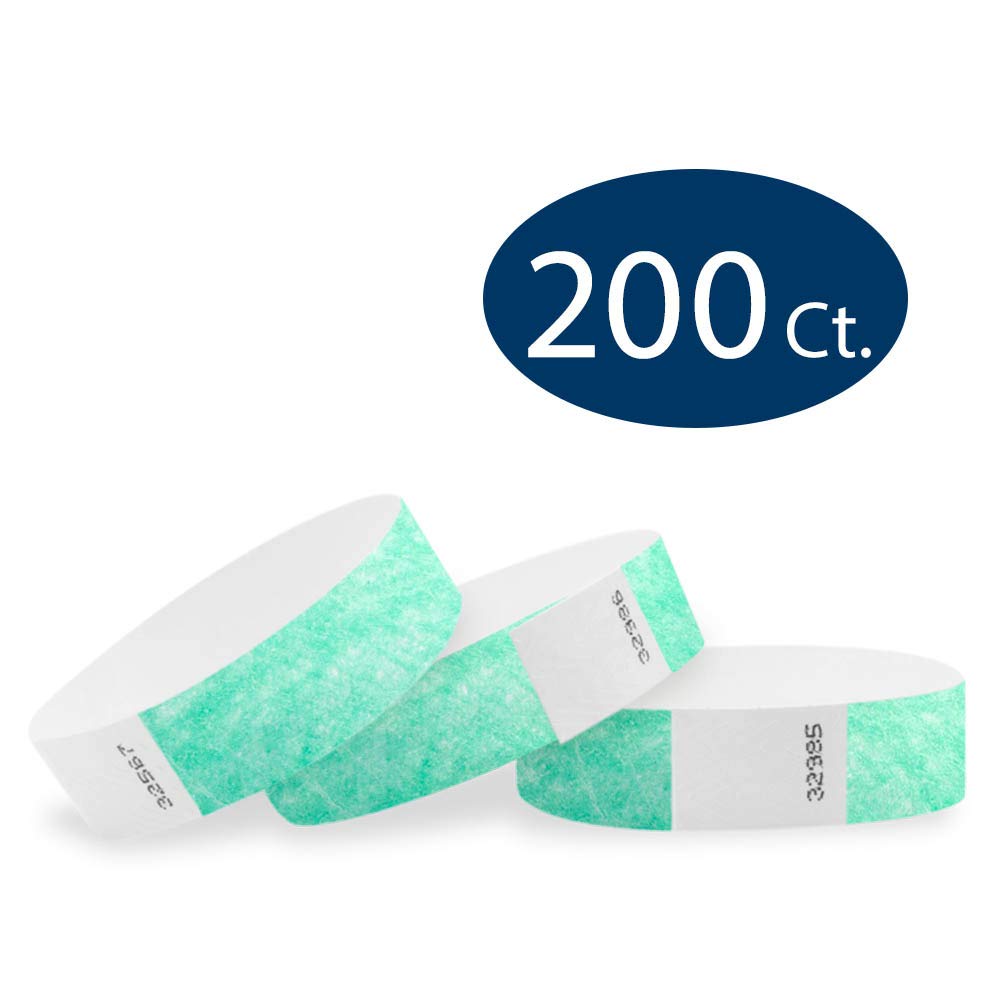 WristCo Aqua 3/4" Tyvek Wristbands - 200 Pack Paper Wristbands For Events