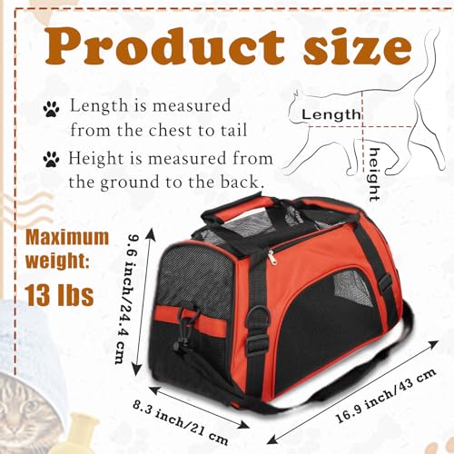 6 Pcs Cat Carrier 16.9 x 9.6 x 8.3 Inch Portable Soft-Sided Pet Carrying Bag Comfortable Foldable Bag for Small Pet Travel Under 6.6 Lbs Cat (6 Colors) - Image 3