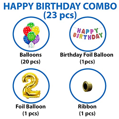 Image of Party Propz 2nd Birthday Decoration Kit | Rubber Two Sweet Decoration Items 23Pcs Multicolour | Birthday Decoration Kit for Girls & Boys with Happy Birthday Banner & Balloons