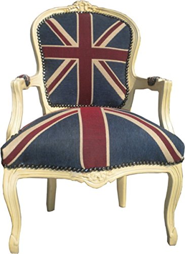 Casa Padrino Barock Salon Stuhl Union Jack Design/Creme