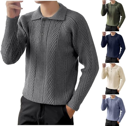 Cambkatl Men's Lapel Collar Sweaters Stylish Button Up Pullover Long Sleeve Knitted 2025 Fall Jumper Tops2
