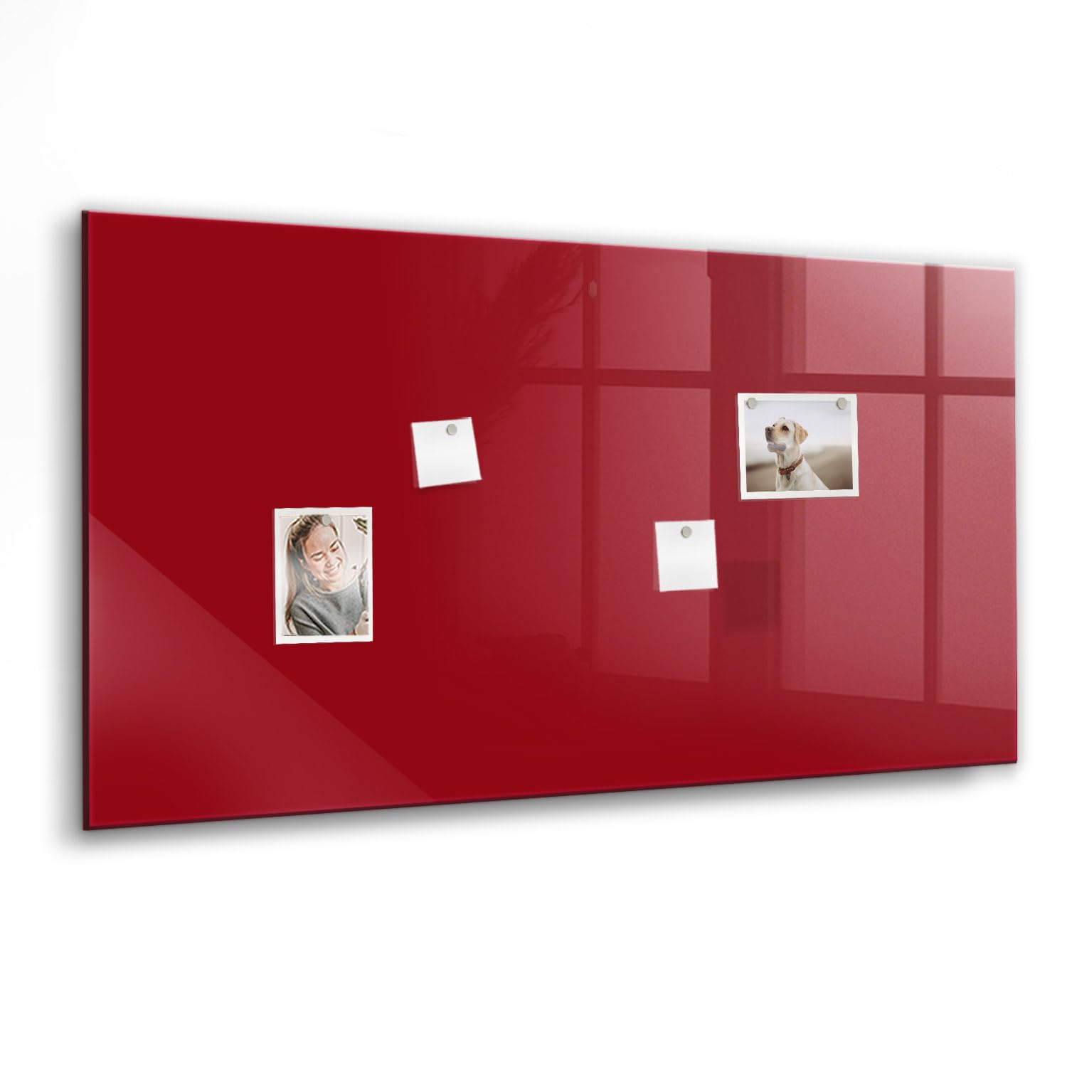 Magnettafel Glas Design | Neodym-Magnete + Marker & Schwamm inklusive | Kratzfeste Schreibfläche | Ideal für Organisation im Büro, Küche & Homeoffice- 120x60 - Rote Farbe