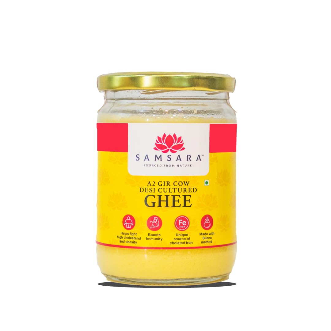 Samsara A2 Gir Cow Ghee (250ml,500ml, 1000ml) | Curd-Churned Vedic Bilona Method | No Preservatives | Pure, Natural & Healthy | Lab Tested | Immunity Booster | 100% Pure and Natural | Grassfed Free Grazing Cows | (B09SKN3ZHD) Amazon Price History, Amazon Price Tracker