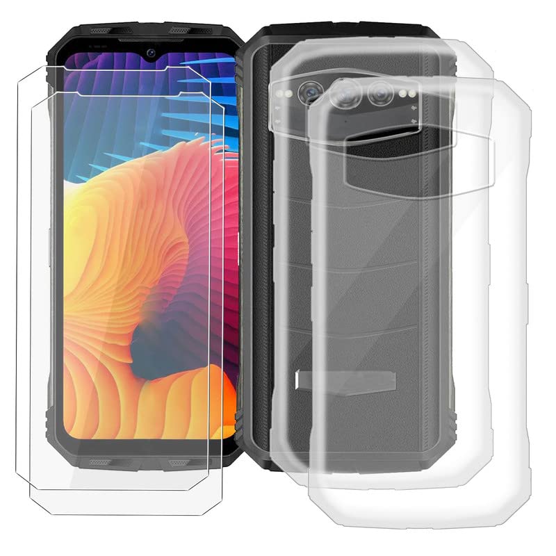 KJYF Custodia per Doogee V Max (6.58), Ultra Sottile Morbido Silicone Cover Anti-Graffio Protettiva Case con 2 Pezzi Pellicola Vetro Temperato per Doogee V Max - Don't Touch