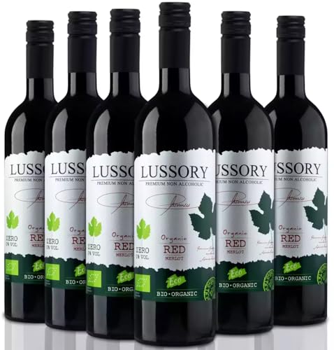 Vino ORGANICO Tinto 0,0 SIN ALCOHOL – LUSSORY PREMIUM Organic Merlot | Caja de 6 botellas x 750ml | Proceso de Desalcoholización de Vino Orgánico Original