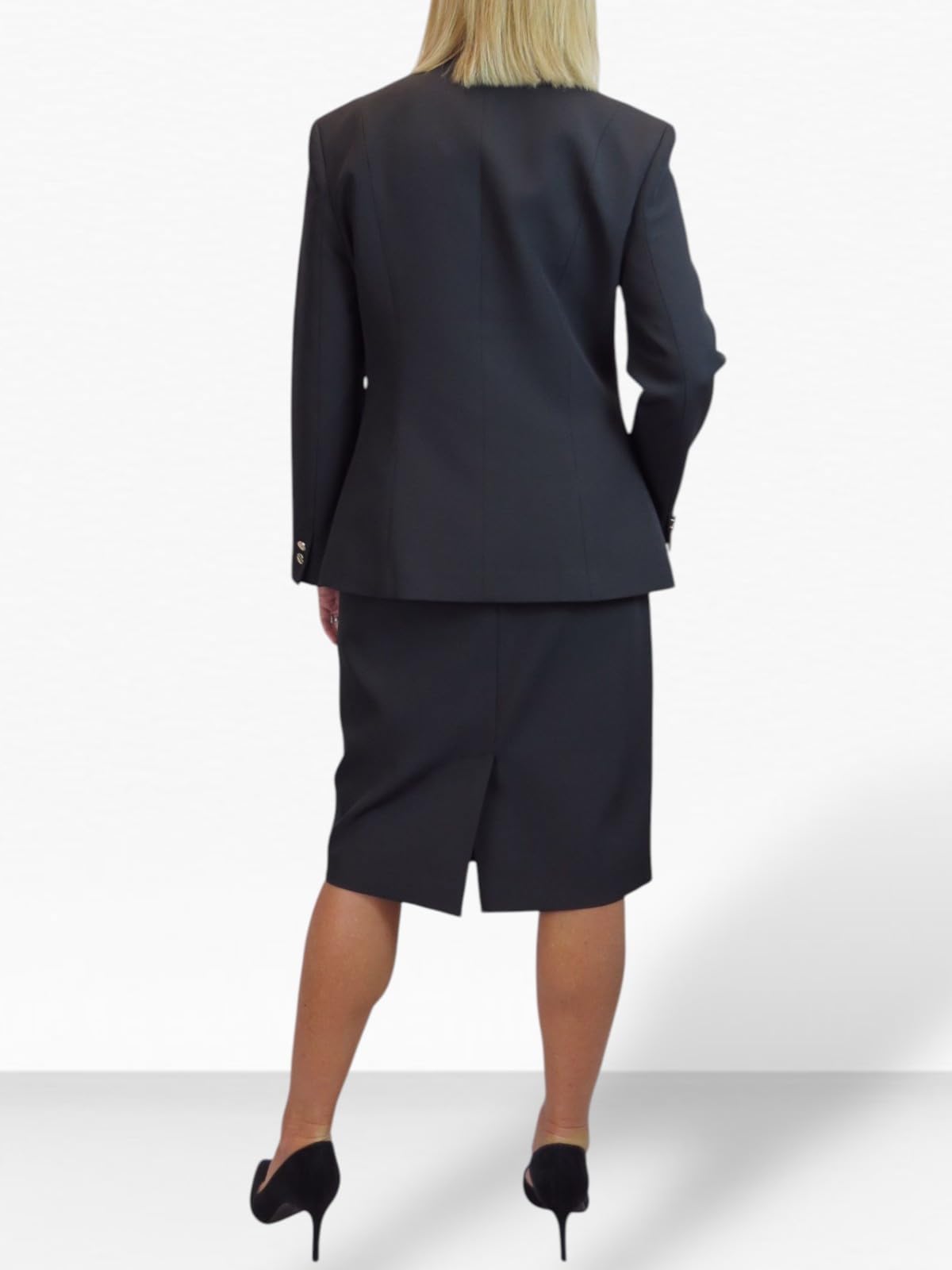 Paulo Due Ensemble Tailleur Femme 2 Pièces – Veste Col V et Jupe Mi-Longue Élégante, Invitée Mariage et Bureau