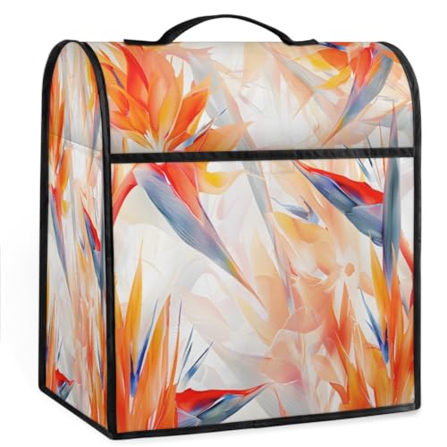 Coffee Maker Cover Tropical Flower Kitchen Appliance Covers Small Appliance Covers Blender Cover Juicer Cover Dust Covers for Kitchen Appliances with Top Handle and Pockets,Washable,B90