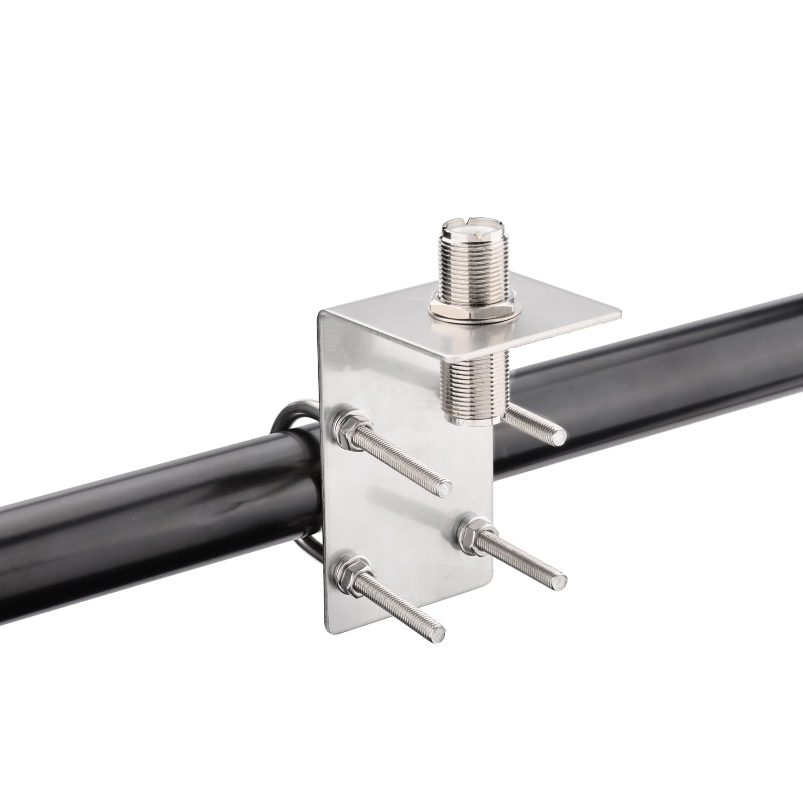 Bingfu Staffa di Montaggio dell'antenna con Bulloni a U, Foro da 16 mm, Compatibile con Radioamatoriali, CB, Include Adattatore UHF SO239-SO239