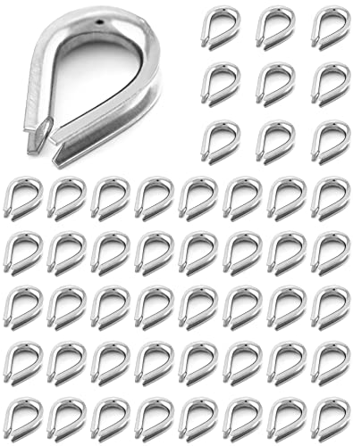 QWORK® 50 Pièces Cosses de Câble en Acier Inoxydable pour Cable Acier 3mm (M3)