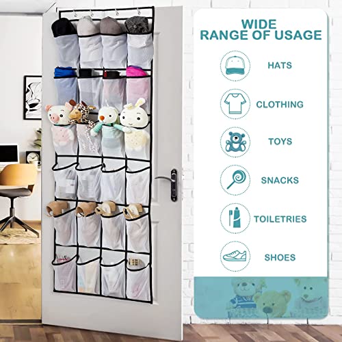 Boao 4 Pack Over The Door Shoe Organizer 24 Large Hanging Shoe Organizer Pockets Mesh Pockets Over The Door Shoe Rack With 16 Metal Hooks For Closet Hanging Shoe Rack Holder Hanger(White) #TOP3