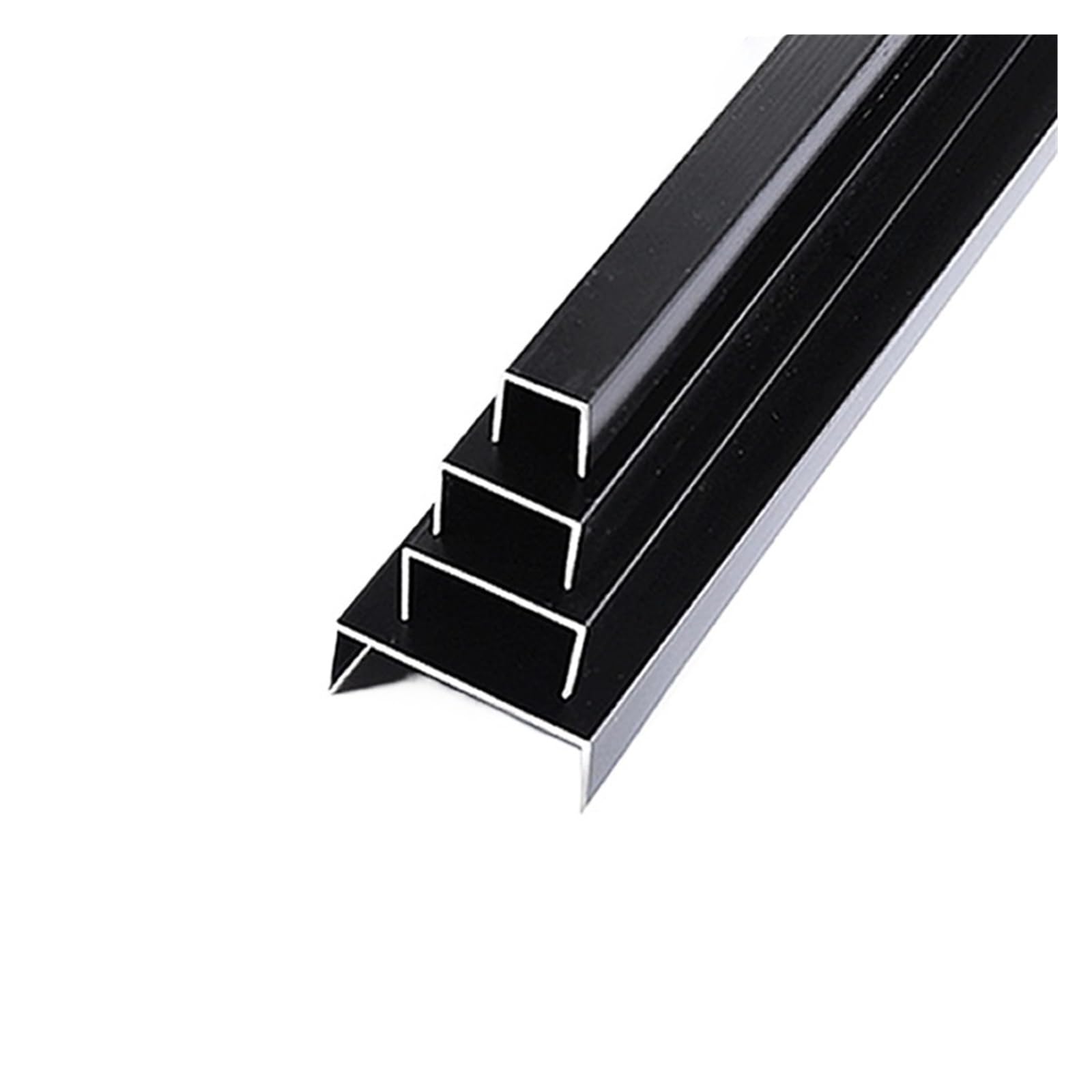 Rura aluminiowa 6063T5 Czarny kanał U z aluminiowym rowkiem Równoważnik krawędzi (15 x 15 x 12 mm)