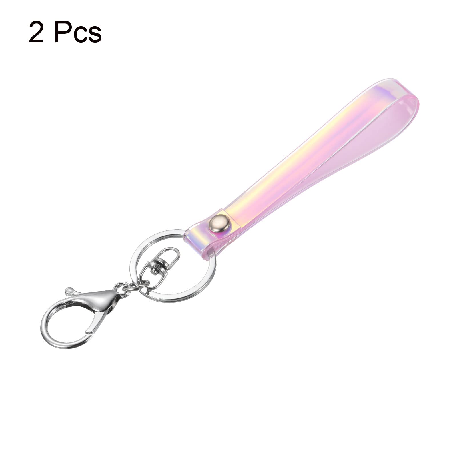 PATIKIL Wrist Lanyard for Keys 2 Pack Wristlet Strap Keychain Hand Wrist Lanyards Silver Keyring Key Chain Holder, Pink - Image 3