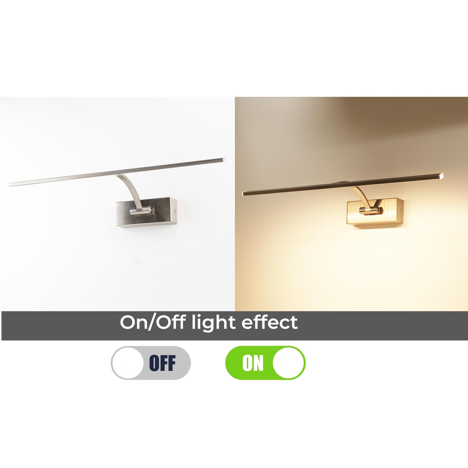 Alpinaluz Aplique de Pared LED para Iluminación de Cuadros, Espejos y Muebles, 8W, 45cm, Luz Cálida 2700K, Ángulo Ajustable, Acero con Acabado Níquel Satinado, Driver KGP Integrado