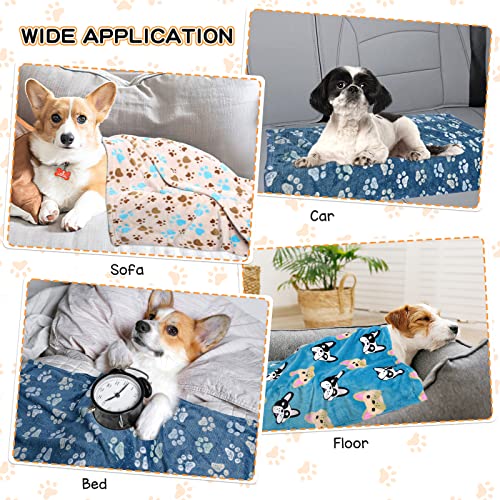 Rezutan Premium Dog Blankets for Large Dogs & Cat Flannel Blanket Washable, Soft Pet Throw Cover for Kennel Crate Bed, Cute Paw Pattern,41x31 inch, Blue/Beige/Navy Blue - Image 4