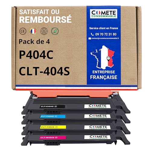 COMETE, Marque française - CLT-P404C - 4 Cartouches de Toners Compatibles avec Samsung P404C CLT-404S CLT404S 404S 404C - pour Samsung C480w Xpress C480fw C430w C480 (1...