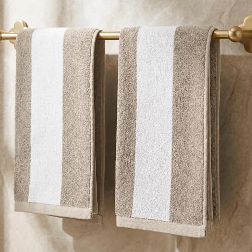 Decorative Hand Towels for Your Bathroom Or Kitchen - Luxurious Set of 2 Soft & Striped Boho Cotton Towels are Absorbent Lightweight & Dry Quickly - Perfect to Elevate Any Bath Decoration at Home