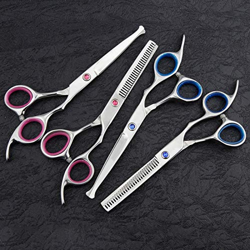 Set di forbici di sicurezza rotonde professionali da barbiere da 6,0" - Cesoie da parrucchiere per bambini (Colore: Blu, Conteggio unità: Un set) (Blu Due set)