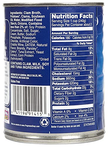 Image of Progresso, Rich & Hearty Soup, Gluten Free, New England Clam Chowder, 18.5oz Can (Pack of 6)