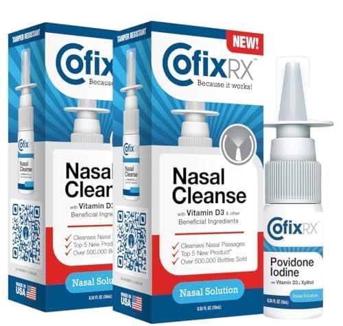 COFIXRX Nasal Cleanse Solution Spray, Povidone Iodine with Vitamin D3 & Xylitol, Cleans Nasopharynx