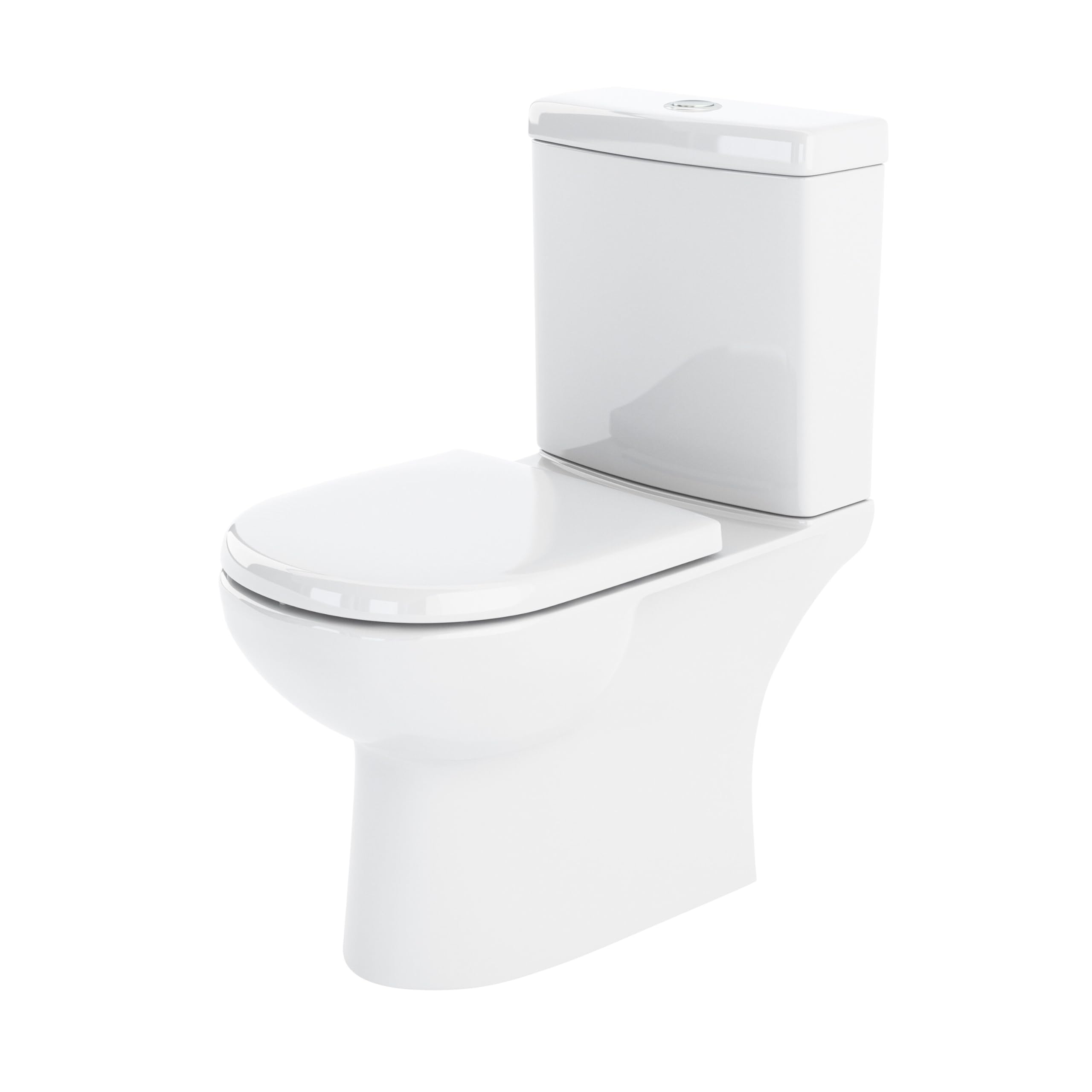Balterley White Close Coupled Toilet With Cistern, Bathroom Toilet Cistern With D Shape Pan & Dual Flush, Semi Flush-To-Wall Toilets For Bathrooms & Cloakroom - 395Mm X 670Mm X 825Mm (White)