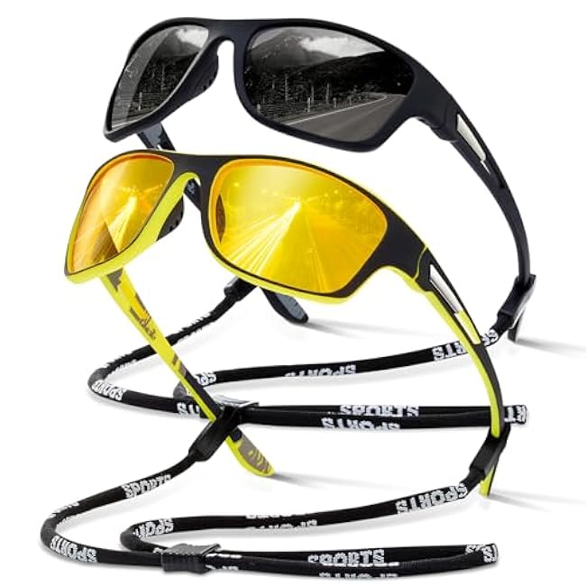 suoso Polarized Sports Sunglasses for Men: UV400 Protection Glasses Womens Wrap Around Goggles for Driving Fishing