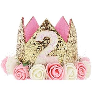 Hitopin Baby Verjaardag Kroon 1 Stuks Baby Verjaardag Hoed Prinses Kroon Baby Rose Bloem Gouden Kroon Tiara Party Hoed…