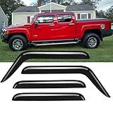 CITYHOT Original 4pcs Vent Window Wind Deflector Compatible with 2005-2009 Hummer H3, Out-channel Dark Smoke Sun Snow Rain Guard Shades, Sunproof Tape on Side Window Visor 94501