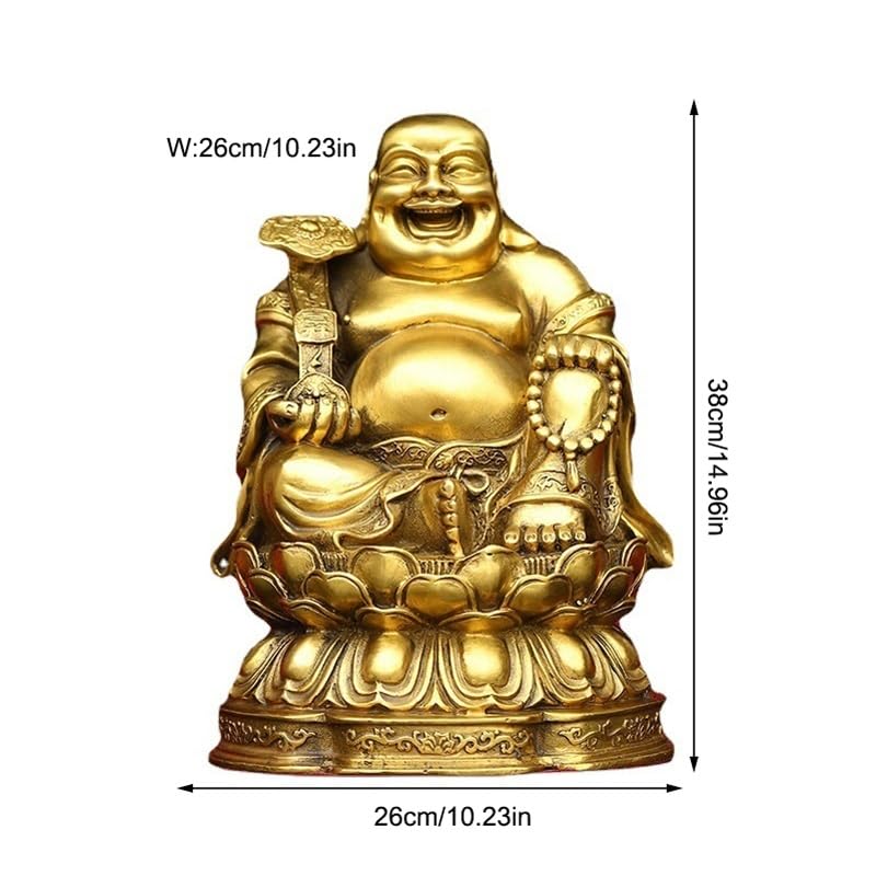 Posąg Buddy Do Medytacji Wewnątrz Dekoracja Mosiądz Posąg Buddy Maitreya Lotos Uśmiechnięty Budda Rzemiosło Ozdoby Dekoracja Domu Statua Medytująca Statua Buddy Rzeźba (M)