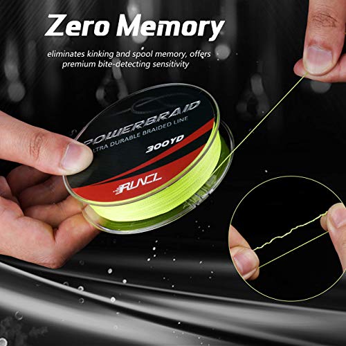 Image of RUNCL PowerBraid Fishing Line 4 /8 /9 Strands, Braided Fishing Line 300 /500 /1000Yds - Seamless Weaving Tech, Enhanced Coating Tech, Zero Stretch, High Sensitivity, Smaller Diameter - Braid Line 15-115LB