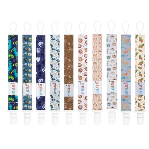 Image of ALVABABY Pacifier Clips 10 Pack Pacifier Binky Paci Holder Leashes for Teethers 10DP01A