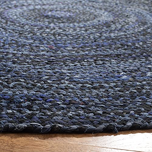 Tapete redondo SAFAVIEH 3' trenzado reversible azul y negro miniatura 5