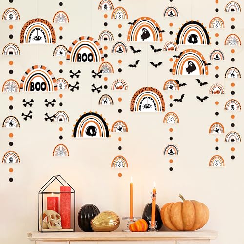 Image of Halloween Party Decoration Black Orange Spooky Rainbow Hanging Cutout Garland Streamer for Halloween Themed Birthday Wedding Shower Bachelorette Party Supplies Wall Ceiling Decor